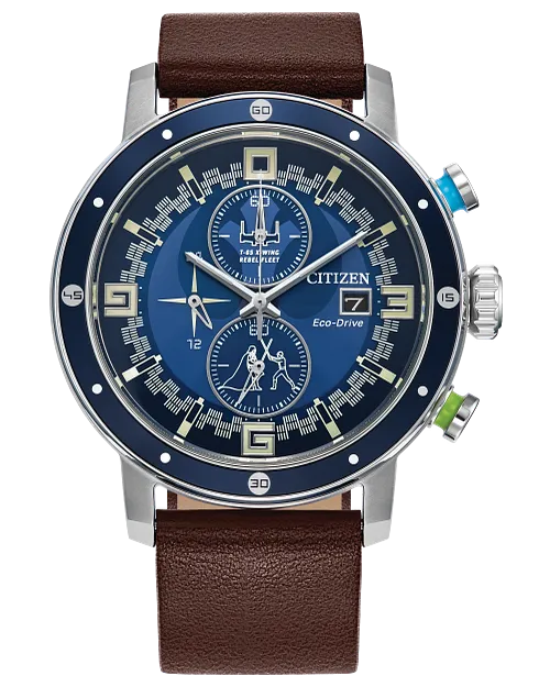 Luke Skywalker Blue Dial Leather Strap CA0768-07W | CITIZEN Luke Skywalker Blue Dial Leather Strap CA0768-07W | CITIZEN